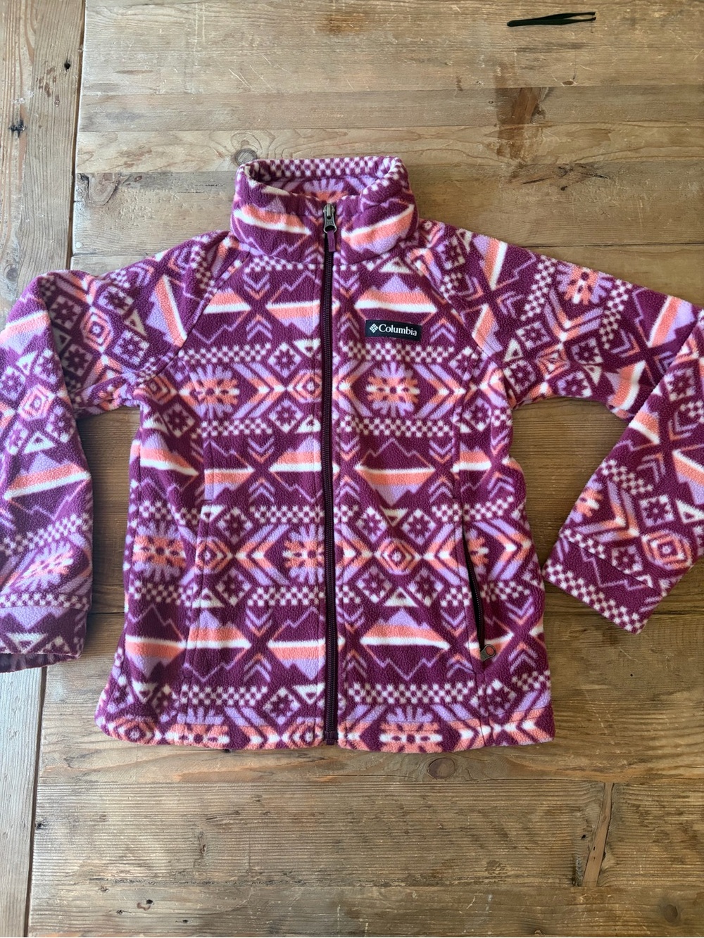 Columbia Kids Purple & Pink Geometric Fleece Hoodie